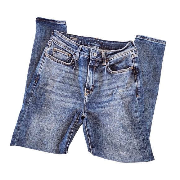 ARIZONA Hi-Rise Skinny Distressed Jeans Ladies Size 7 - Medium blue stonewashed - Picture 1 of 14